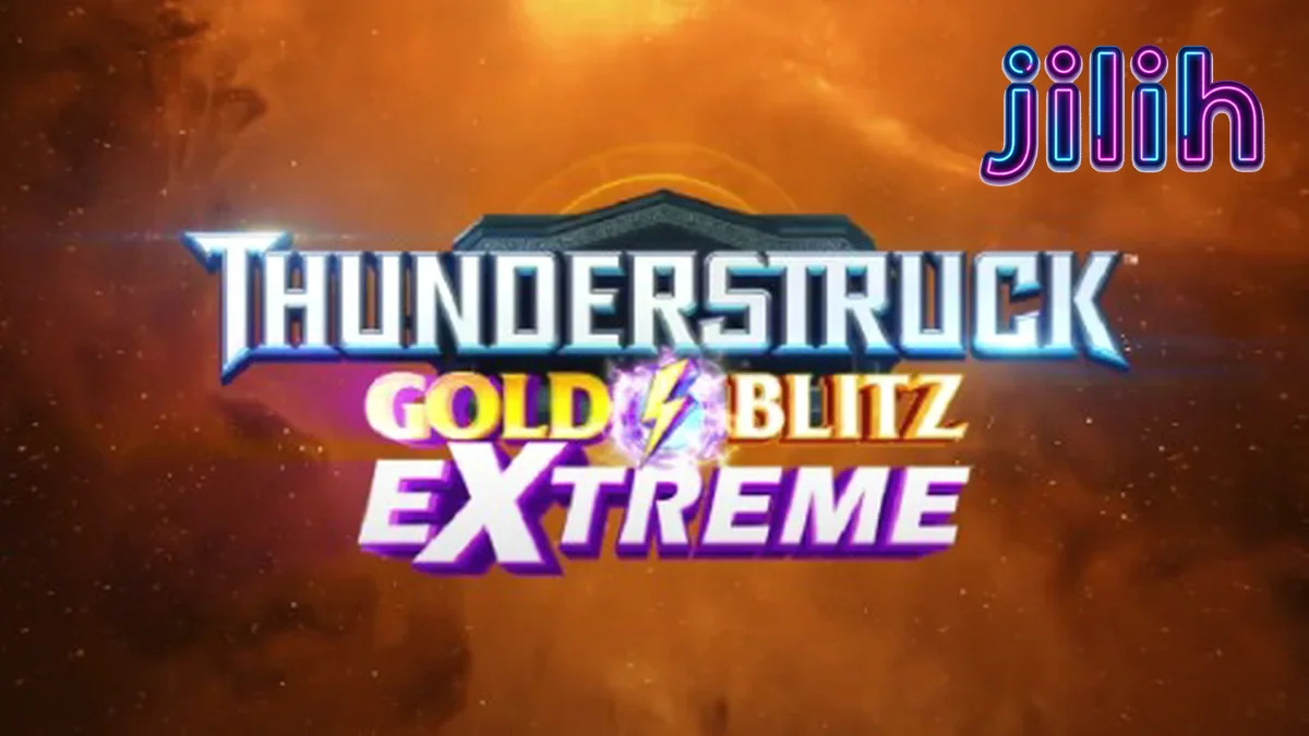 Ang visual na disenyo ng Thunderstruck Gold Blitz Extreme na nagpapakita ng asul na kalawakan at mga reel na may temang Norse.