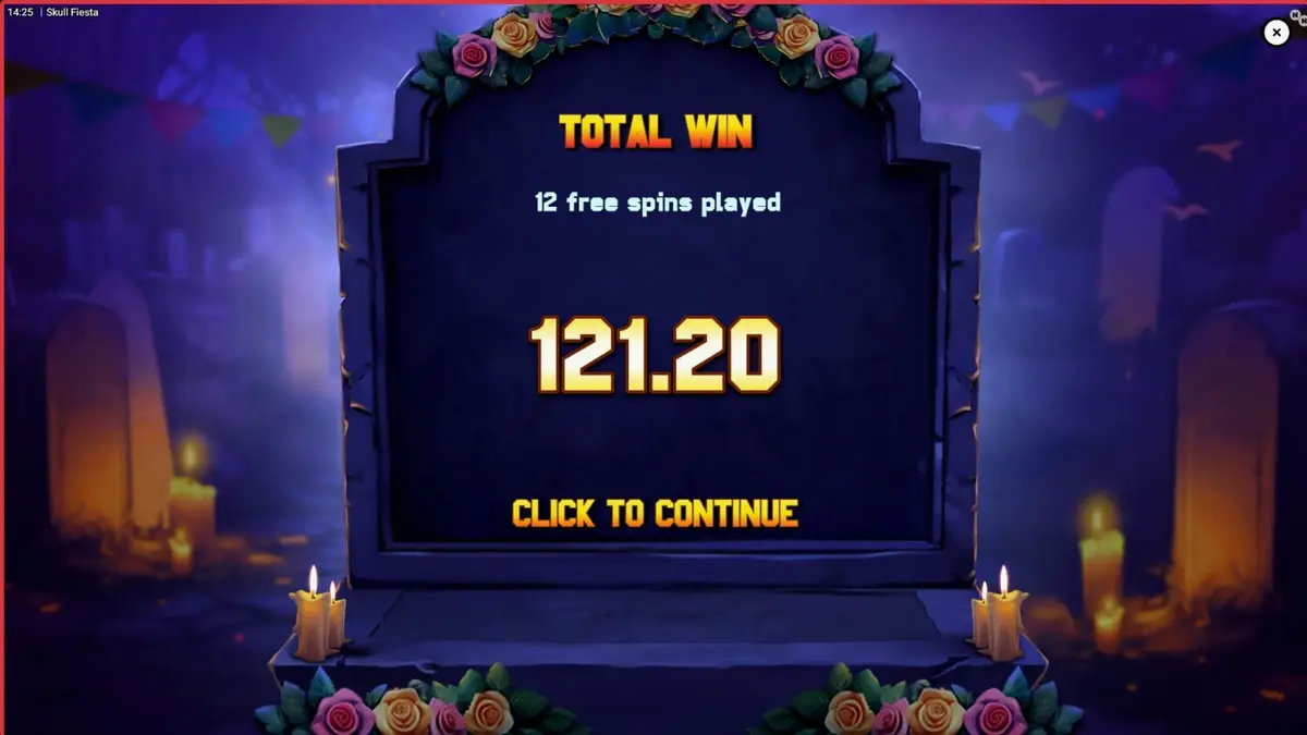 Skull Fiesta slot machine interface na may temang Day of the Dead